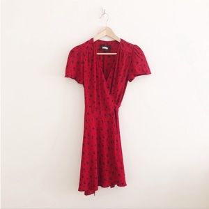 Reformation mini floral wrap dress